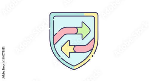 Abstract Shield Icon Illustrating Transfer, Recycling, and Data Protection Concept