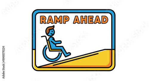 Accessible Ramp Symbol Indicating Forward Progress and Universal Design Compliance