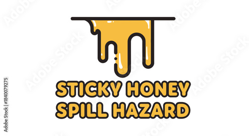 Abstract Honey Drips: A Cautionary Depiction of Golden Spill and Potential Hazard