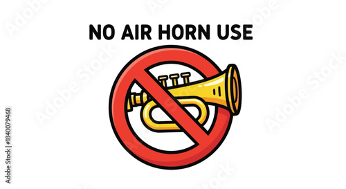 Air Horn Prohibition Sign Illustrating Sounds Prevention And Noise Regulation Compliance