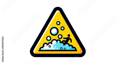 Alert Sign Depicting Slippery Surface and Potential Hazard for Unwary Individuals
