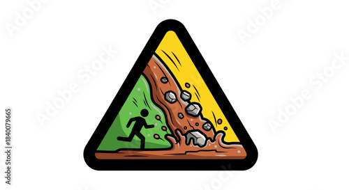 Alert Warning Sign Illustrating Potential Danger From A Landslide Hazard