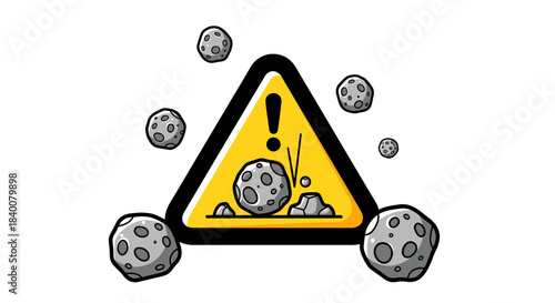 Alerting Sign: Asteroid Impact, Warning Of Falling Rocks, Danger In Space Zones