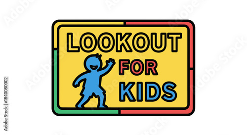 Alerting Sign Emphasizing Child Safety and Promoting Awareness of Kids in the Surrounding