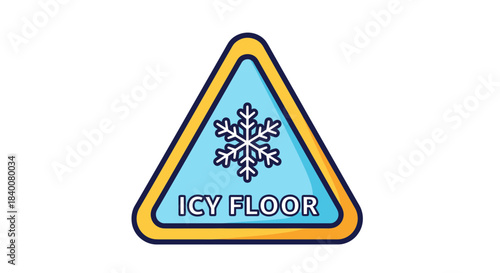 Alerting Sign Indicating Danger of Icy Ground, Winter Hazards, and Safety Precautions
