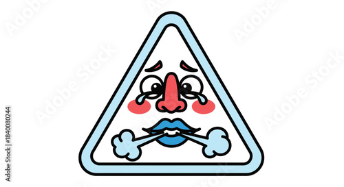 Animated Cartoon Illustration of an Upset Triangle with Expressive Eyes and Tears