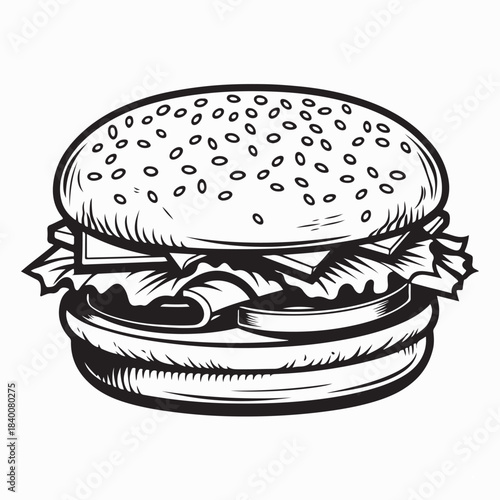 Delicious Hamburger Vector Illustration isolated on White Background