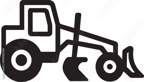 A bold, graphic representation of a tractor, its sturdy silhouette rendered in a monochromatic palette, conveying strength and efficiency.