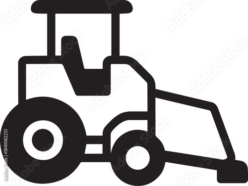 A simplified illustration of an agricultural tractor, a symbol of industrial farming and agricultural processes.