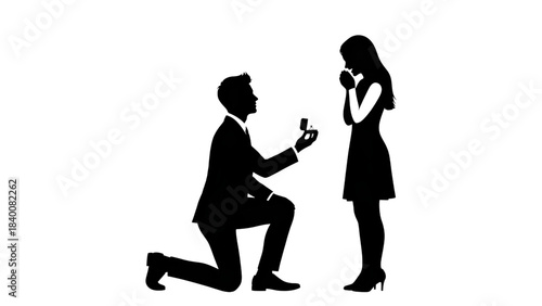 Proposal couple silhouette isolated on transparent background