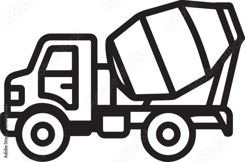 A construction site silhouette: a construction site truck, captured in clean lines, symbolizing industry and infrastructure.