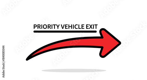 Arrow Sign Directing Towards Vehicle Exit with Priority for a Clear and Concise Pathway