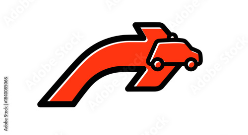 Arrow Suggesting Forward Movement With A Car Symbolizing Transportation Services