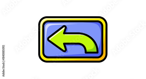 Arrow Symbol Pointing Left, Sign Indicating Return or Backwards Direction, Design Element.