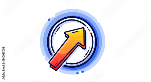 Arrow Symbol Rising Upwards Illustrated Within a Round Emblem on White Background