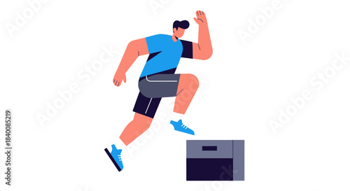 Athlete Jumping Over A Box, Demonstrating Exercise, Sports In Action, And Health