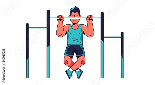 Athlete Performing Calisthenics on a Parallel Bar Demonstrating Strength and Endurance