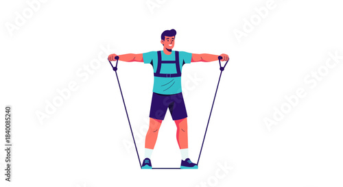 Athlete Performing Elastic Band Exercise Demonstrating Strength and Physical Fitness Actively