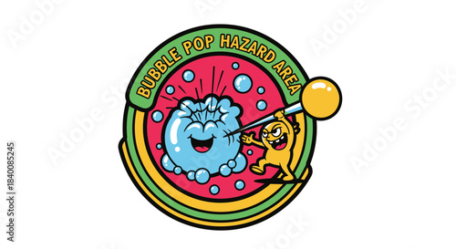 Bubble Pop Hazard Area:  A Funny Cartoon Illustration with a Playful and Catchy Design