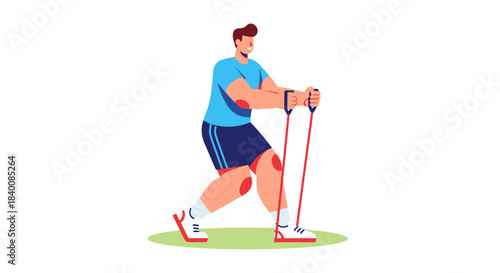 Athlete Performing Exercise With Resistance Band During A Physical Therapy Session