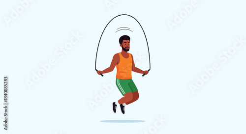 Athletic Man Jumping Rope During Workout Representing Healthy Lifestyle And Exercise