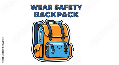 Cartoon Backpack Illustation Promoting Safety And Encouraging Safe Practices For Adventures