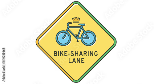 Bike Sharing Lane Signage Offering Secure Bicycle Parking and Encouraging Cycling Mobility