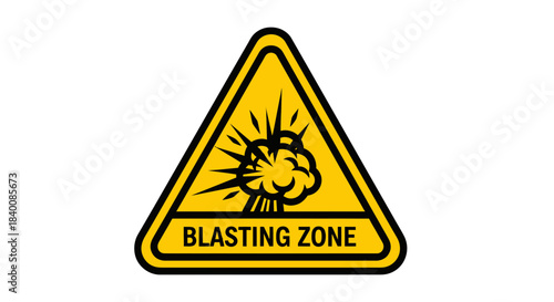 Blasting Zone Warning Sign Illustrating Potential Hazards And Risky Environments