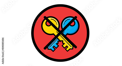 Blocked Access Symbol Features Two Crossed Keys Against a Red Background