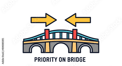 Bridge Traffic Concept With Directional Arrows Representing Priorities And Guidance