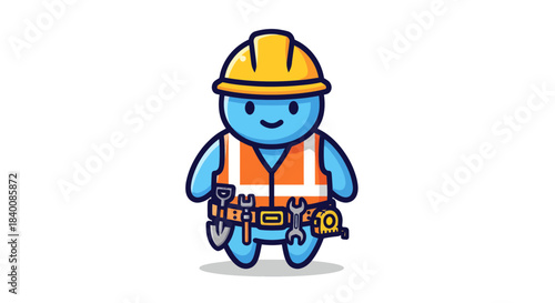 Cartoon Construction Worker Character Ready For Building And Maintenance Tasks Activities