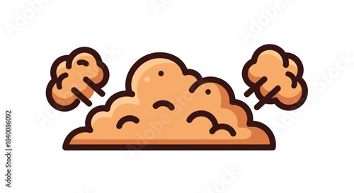 Cartoon Dust Cloud Illustration Showing Movement, Isolated On White Background