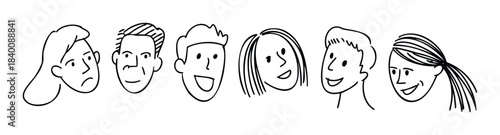 Collection of diverse faces with varied expressions representing different human emotions and personalities, perfect for exploring themes of communication and individuality in your next