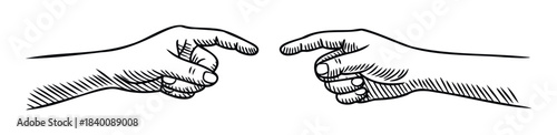 Minimalist sketch of two hands reaching towards each other, symbolizing connection or partnership, perfect for concepts of unity, communication, or collaboration in graphic projects.