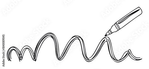 Handheld writing tool drawing a wavy line with multiple strokes, ideal for representing creativity, progress, or a fluctuating journey in presentations and media.