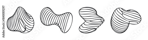 Abstract organic shapes with contour lines create a dynamic and flowing visual for modern graphic projects and abstract backgrounds.