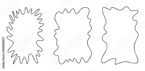 Three abstract irregular organic shapes with wavy outlines presented as distinct graphic forms for use in modern graphic communication and abstract compositions.