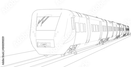 modern locomotive sketch symbol 3d illustration	

