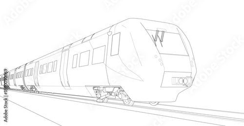 modern locomotive sketch symbol 3d illustration	
