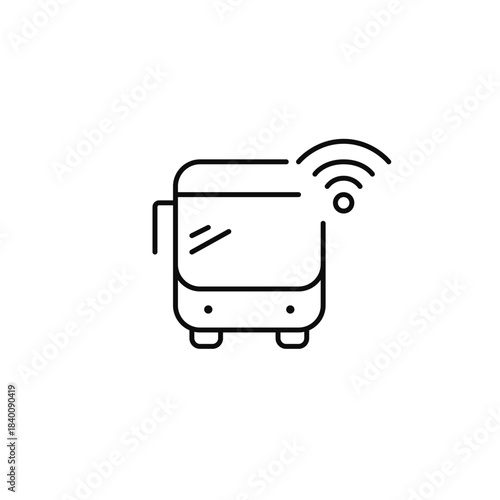 Bus and wi-fi. Urban connectivity, digital mobility and internet connection. Route tracking. Pixel perfect, editable stroke vector icon