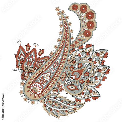 Paisley isolated. Card with paisley isolated for design. Floral vector pattern. Embroidery floral vector pattern.