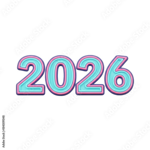 2026  New Year symbol on transparent background. 2026 YEAR. Design for decorating, background, wallpaper, illustration.