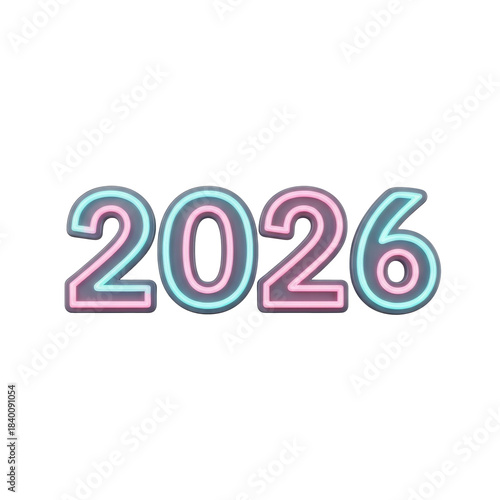 2026  New Year symbol on transparent background. 2026 YEAR. Design for decorating, background, wallpaper, illustration.