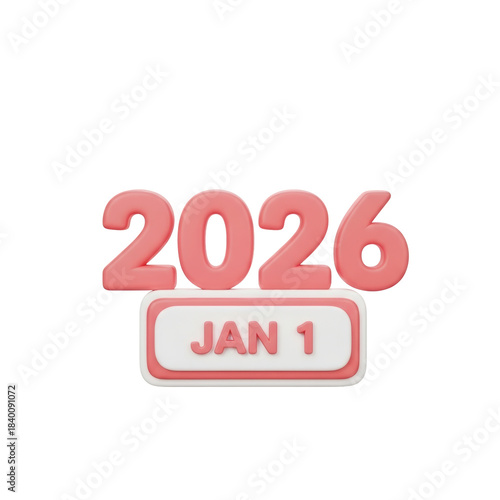2026  New Year symbol on transparent background. 2026 YEAR. Design for decorating, background, wallpaper, illustration.