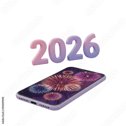 2026  New Year symbol on transparent background. 2026 YEAR. Design for decorating, background, wallpaper, illustration.