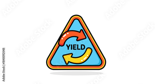 Yielding Arrows Sign Creative Illustrative Concept Against White Background