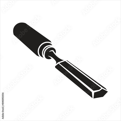 Woodworking hand tool chisel black and white simple illustration Vector