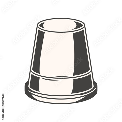 Vintage metal thimble for sewing craft tool flat graphic icon Vector