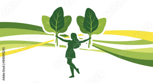 Woman Holding Spinach Celebrating Healthy Food And Green Lifestyle Composition