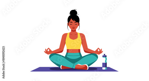 Zen Woman in Yoga Pose Meditates Peacefully for Wellness and Mindfulness
